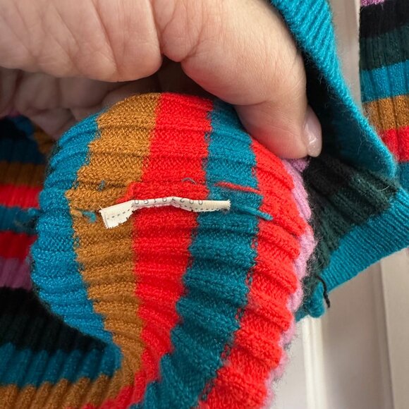 Multicolored Striped Ribbed Cropped Pullover Crewneck Long Sleeve - Medium - Picture 8 of 8